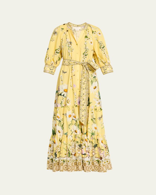 Daisy Chains Tiered Maxi Shirtdress